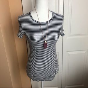 Michael Stars Ribbed Knit Striped Top One Size EUC Black White